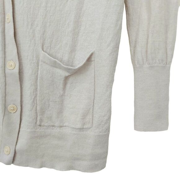 Banana Republic Sweater Womens Beige Large Merino Wool Button Up Knit V-Neck - Picture 4 of 12